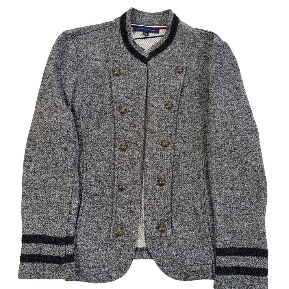Tommy Hilfiger Womens L Napoleon Band Military Jacket Equestrian Dark Academia